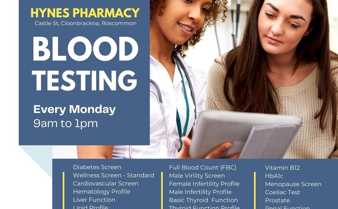 Blood Testing Clinic Now Open at Hynes Pharmacy Roscommon